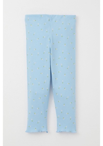 Kız Bebek Pijama Takımı Papatya Desenli 9 Ay-3 Yaş, Açık Mavi