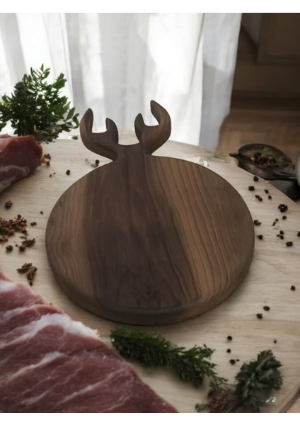 Ceviz Ağacı El Yapımı Sunumluk Doğrama Kesme Tahtası Geyik Model 25*40 CM modelleri