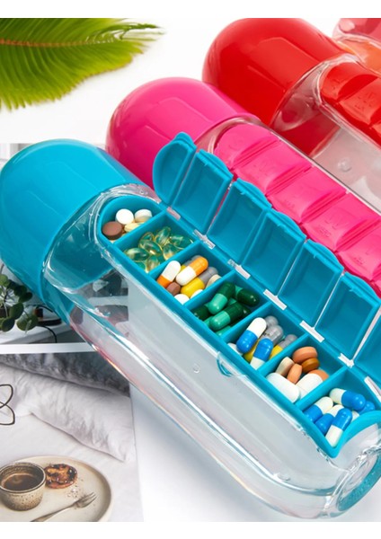 Ilaç Kutulu Su Matarası, Pillbox Ilaç Kutusu Su Şişesi, Ilaç Hazneli Su Şişesi