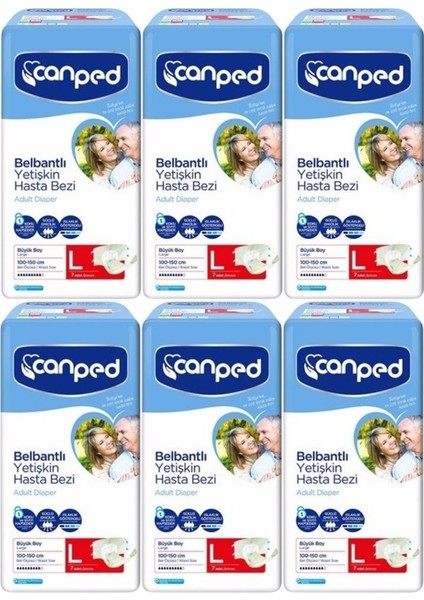 Hasta Bezi Yetişkin Bel Bantlı Polietilen L-Large Büyük Boy 42 Adet (6pk*7)