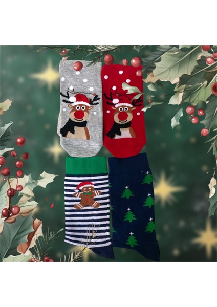 4 Adet Noel Desenli Çorap