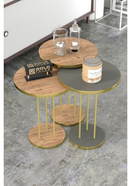 Zigon Sehpa Terra Gold Ceviz Antrasit TRR01