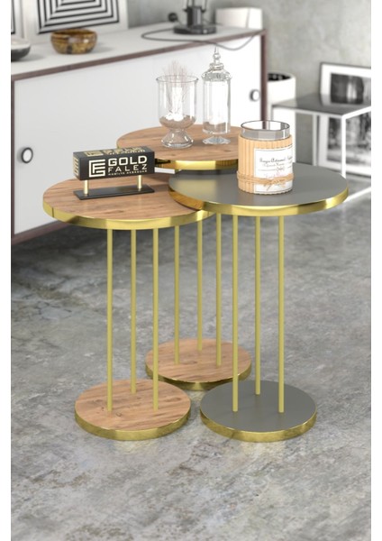 Zigon Sehpa Terra Gold Ceviz Antrasit TRR01