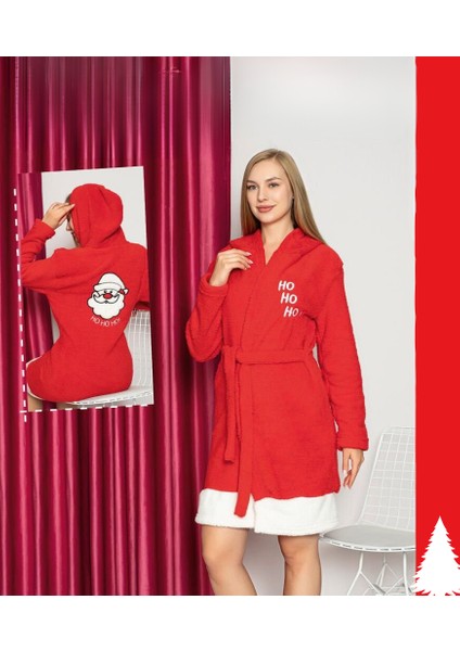 Almines Pijama Peluş Yılbaşı Temalı Sabahlık