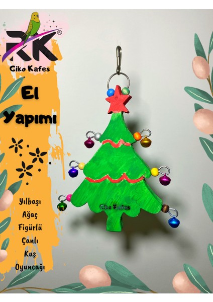 Yılbaşı Ağaç Figürlü Bol Çanlı Kuş Oyuncağı