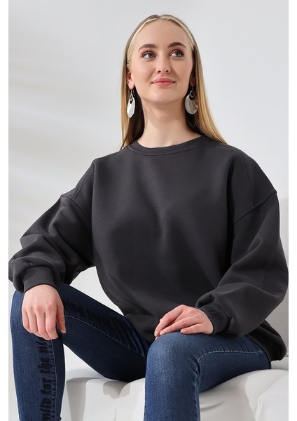 Kadın 3 Iplik Şardonlu Oversize Sweatshirt fırsatları