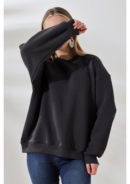 Kadın 3 Iplik Şardonlu Oversize Sweatshirt indirimleri