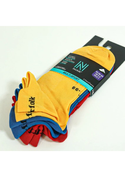 Izzy Multi-Sport Ultra Hafif Düşük Kesim Çorap 3'lü Paket Sarı/mavi/kırmızı