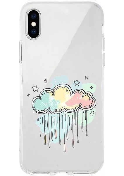 Apple Iphone Xs Max Uyumlu Yağmur Bulutu Desenli Silikon Kılıf