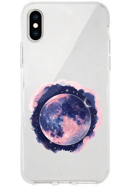 Apple Iphone X-Xs Uyumlu Ay Evreni Desenli Silikon Kılıf