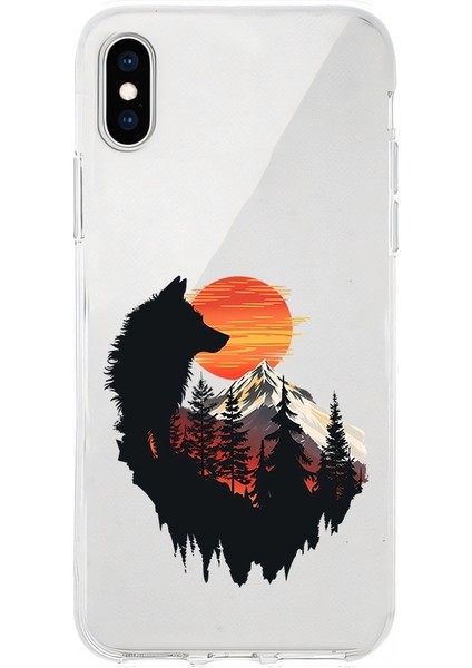 Apple Iphone X-Xs Uyumlu Kurt Günbatımı Desenli Silikon Kılıf
