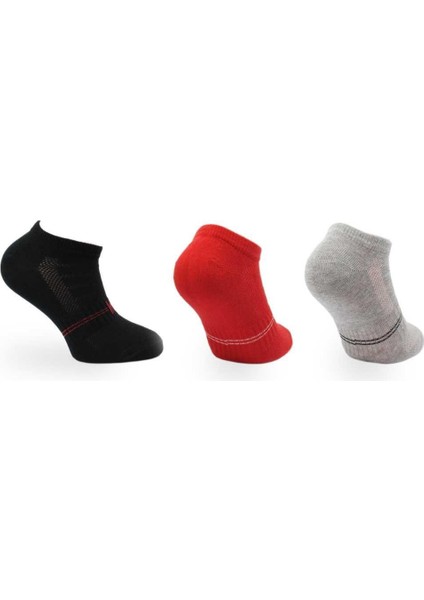 Yogi Pamuklu Günlük Konforlu Çocuk Çorabı 3'lü Paket Siyah/kırmızı/gri modelleri