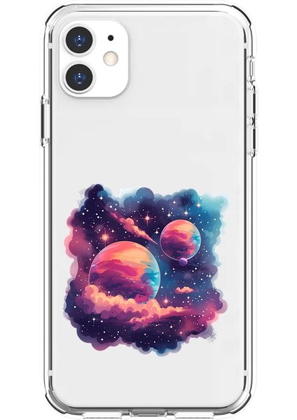 Apple Iphone 12 Uyumlu Renkli Gezegenler Desenli Silikon Kılıf