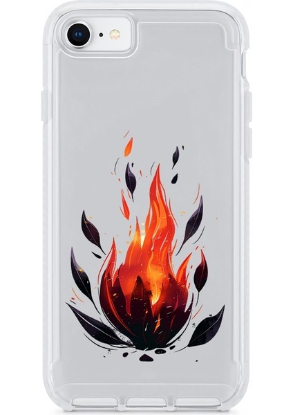 Apple Iphone 8 Uyumlu Ateş Alevi Desenli Silikon Kılıf