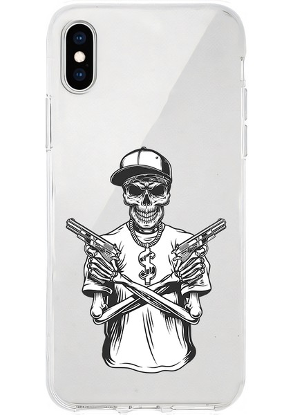 Apple Iphone X-Xs Uyumlu Iskelet Silah Desenli Silikon Kılıf