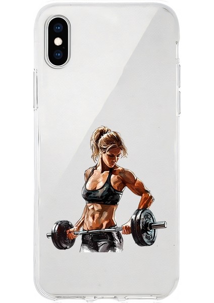 Apple Iphone X-Xs Uyumlu Fitness Kadın Desenli Silikon Kılıf