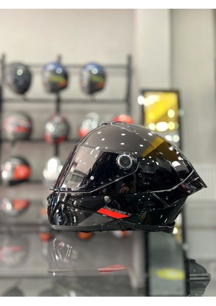 Helmets Thunder 4 Gloss Black Kask Şeffaf Vizörlü