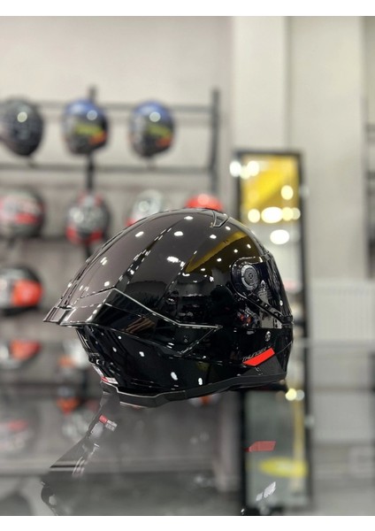 Helmets Thunder 4 Gloss Black Kask Şeffaf Vizörlü