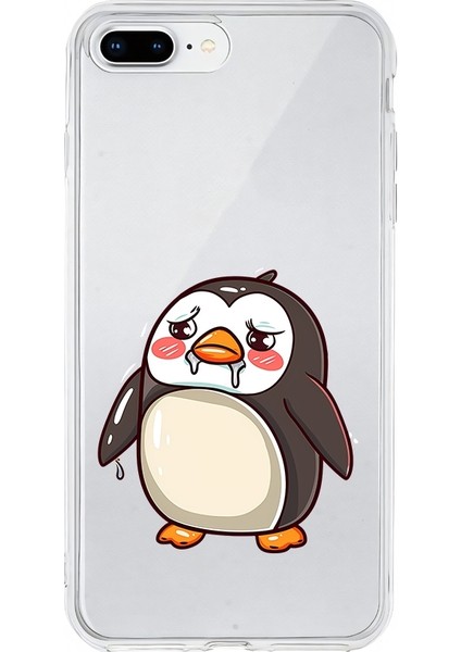 Apple Iphone 8 Plus Uyumlu Ağlayan Penguen Desenli Silikon Kılıf