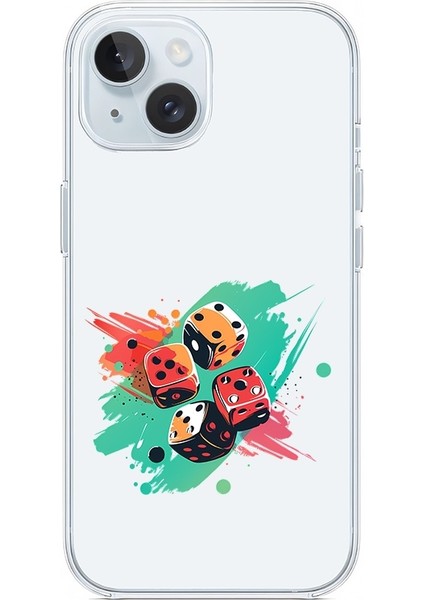 Apple Iphone 14 Uyumlu Şans Zarları Desenli Silikon Kılıf
