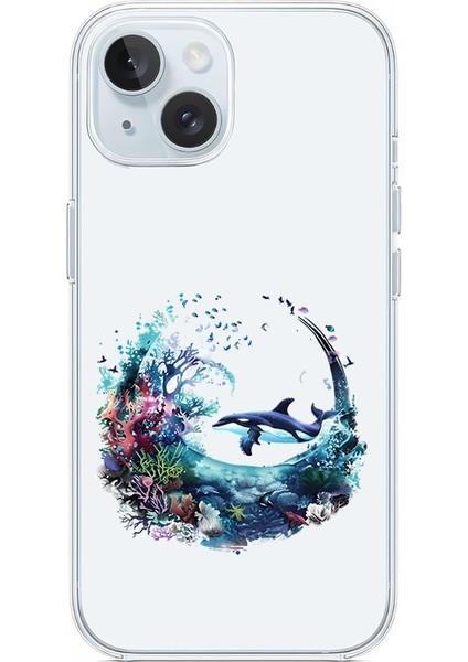 Apple Iphone 13 Uyumlu Denizaltı Dünyası Desenli Silikon Kılıf