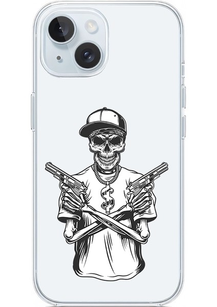 Apple Iphone 14 Uyumlu Iskelet Silah Desenli Silikon Kılıf