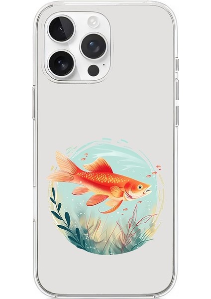 Apple Iphone 16 Pro Uyumlu Altın Balık Desenli Silikon Kılıf