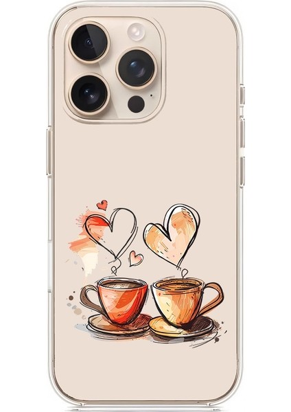 Apple Iphone 12 Pro Max Uyumlu Kahve Aşkı Desenli Silikon Kılıf