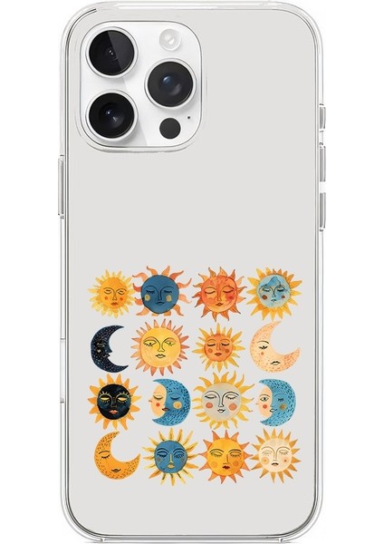 Apple Iphone 16 Pro Uyumlu Güneş ve Ay Desenli Silikon Kılıf
