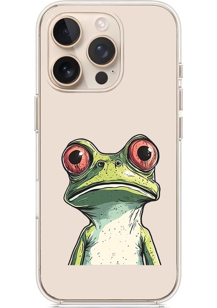 Apple Iphone 16 Pro Max Uyumlu Yeşil Kurbağa Desenli Silikon Kılıf