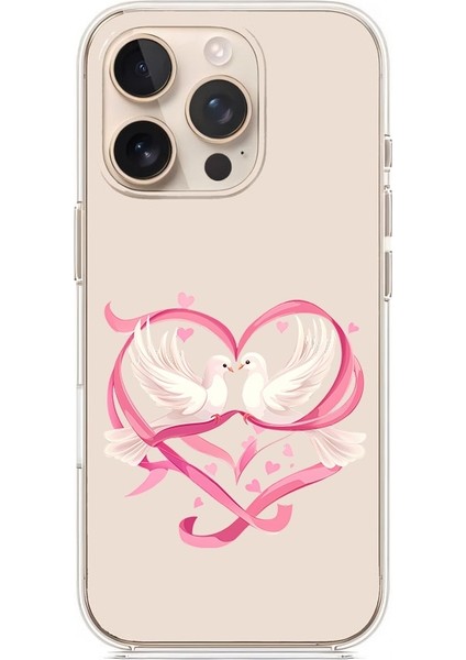 Apple Iphone 16 Pro Max Uyumlu Aşk Kuşları Desenli Silikon Kılıf