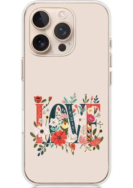 Apple Iphone 15 Pro Max Uyumlu Love Yazısı Desenli Silikon Kılıf