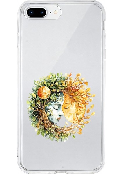 Apple Iphone 7 Plus Uyumlu Doğa ve Kadın Desenli Silikon Kılıf