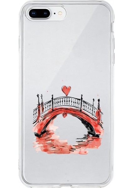 Apple Iphone 8 Plus Uyumlu Aşk Köprüsü Desenli Silikon Kılıf