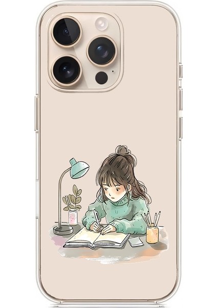 Apple Iphone 14 Pro Max Uyumlu Çalışkan Kız Desenli Silikon Kılıf