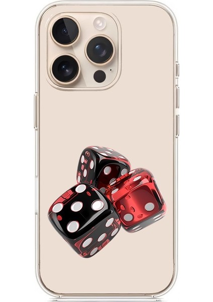 Apple Iphone 16 Pro Max Uyumlu Siyah Şans Zarları Desenli Silikon Kılıf