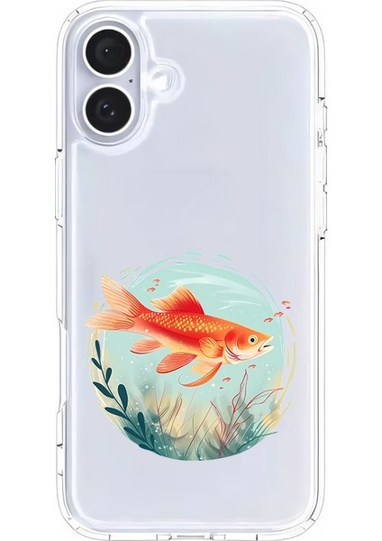 Apple Iphone 16 Uyumlu Altın Balık Desenli Silikon Kılıf