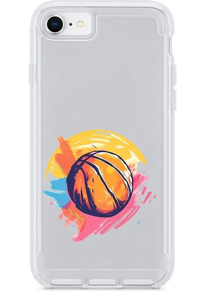Apple Iphone Se 2022 Uyumlu Basket Topu Renkli Desenli Silikon Kılıf