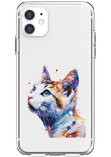 Apple Iphone 12 Uyumlu Uzaylı Kedi Desenli Silikon Kılıf