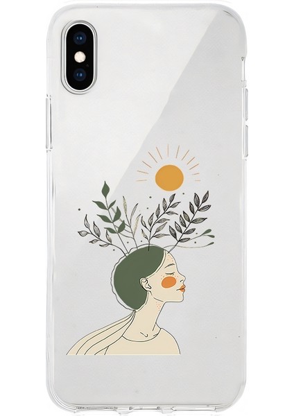 Apple Iphone Xs Max Uyumlu Doğa Kadın Silueti Desenli Silikon Kılıf