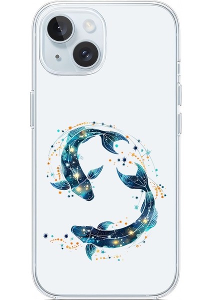 Apple Iphone 15 Uyumlu Koi Balıkları Desenli Silikon Kılıf
