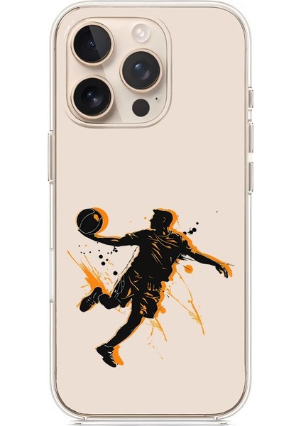 Apple Iphone 14 Pro Max Uyumlu Basketbolcu Atlayış Desenli Silikon Kılıf