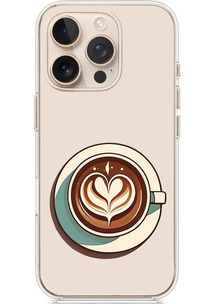 Apple Iphone 14 Pro Max Uyumlu Kalpli Kahve Desenli Silikon Kılıf