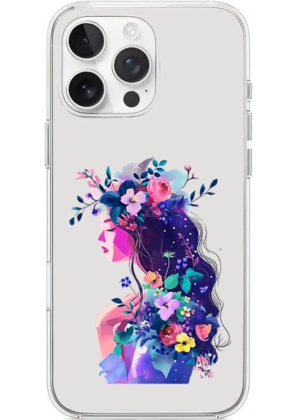 Apple Iphone 14 Pro Uyumlu Çiçekli Kadın Desenli Silikon Kılıf