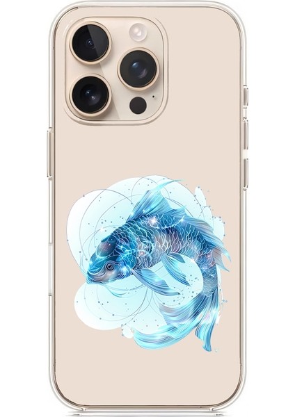 Apple Iphone 16 Pro Max Uyumlu Mavi Balık Desenli Silikon Kılıf