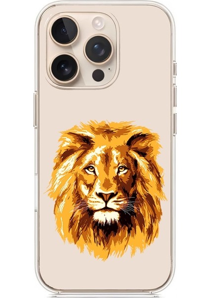 Apple Iphone 16 Pro Max Uyumlu Altın Aslan Desenli Silikon Kılıf