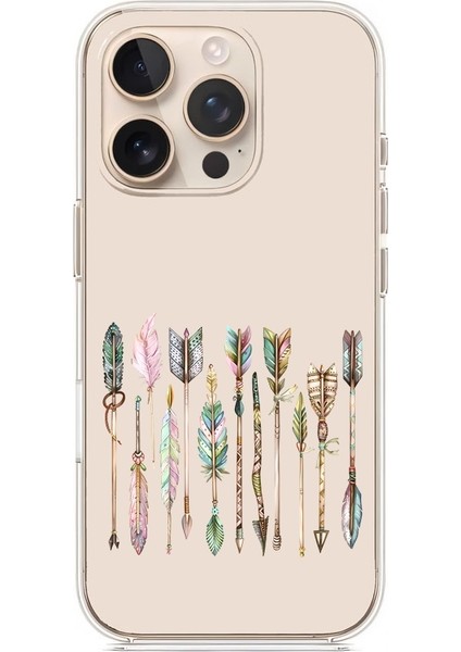 Apple Iphone 12 Pro Max Uyumlu Renkli Tüylü Oklar Desenli Silikon Kılıf