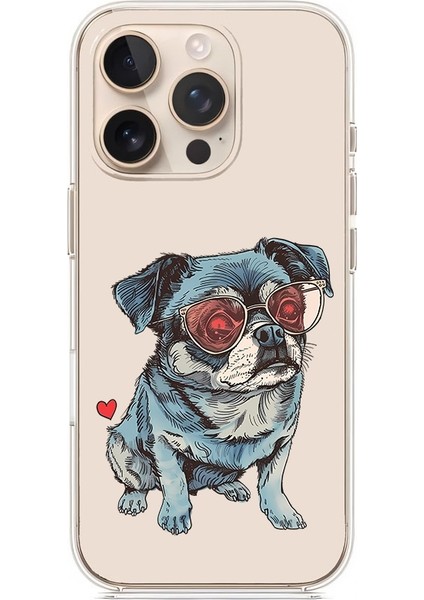 Apple Iphone 13 Pro Max Uyumlu Gözlüklü Köpek Desenli Silikon Kılıf