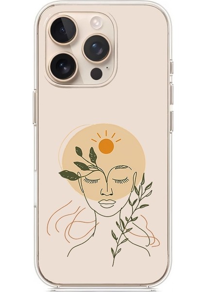 Apple Iphone 14 Pro Max Uyumlu Kadın Silueti ve Çiçek Desenli Silikon Kılıf