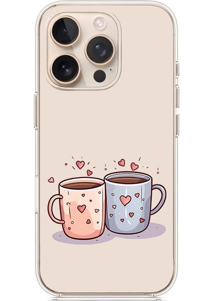 Apple Iphone 16 Pro Max Uyumlu Kalpli Kupalar Desenli Silikon Kılıf